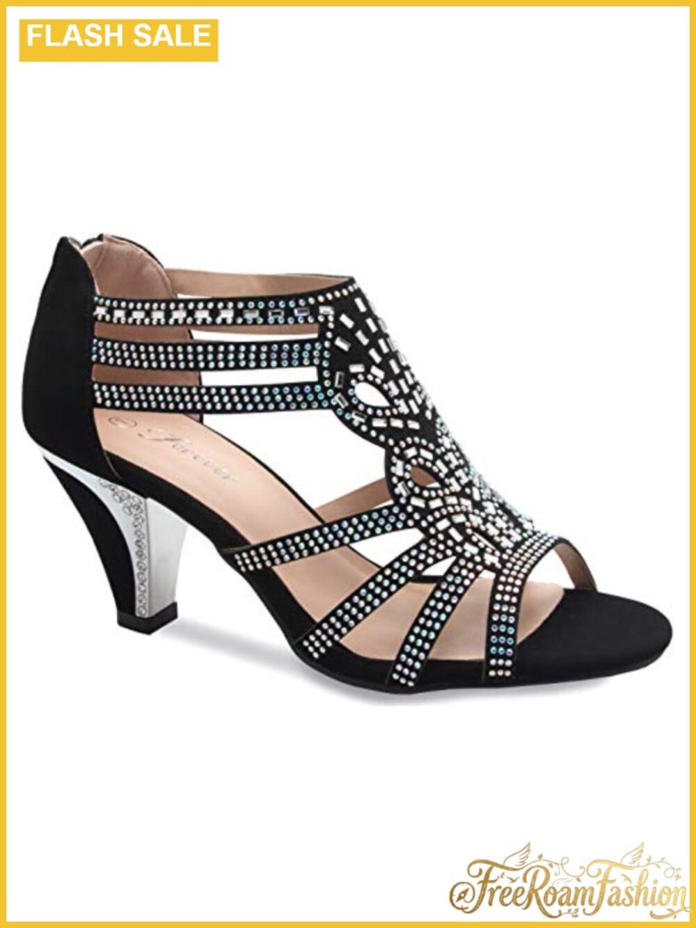 Rhinestone Strappy Open Toe Heeled Sandals Wedding Dress Shoes